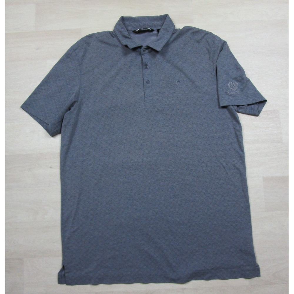 Travis Mathew Polo Shirt Men's (L) Gray Laurel Oak Golf Club Performance Stretch